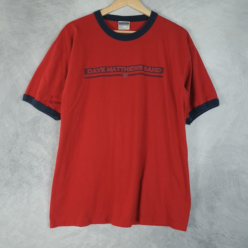 Vintage Y2K Dave Matthews Band Shirt Mens Large Red Ringer Musictoday DMB Tour